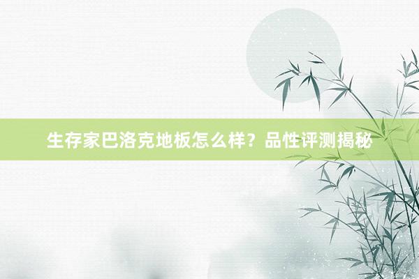 生存家巴洛克地板怎么样？品性评测揭秘